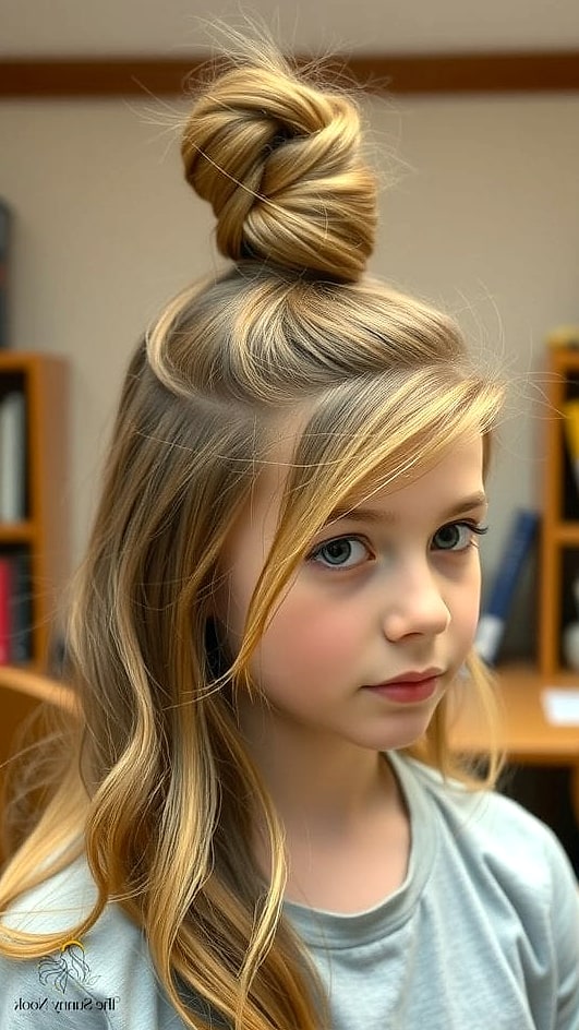 12 Girls Hairstyles For School That Are Both Cute and Low Maintenance 10 Twisted Half-Up Style