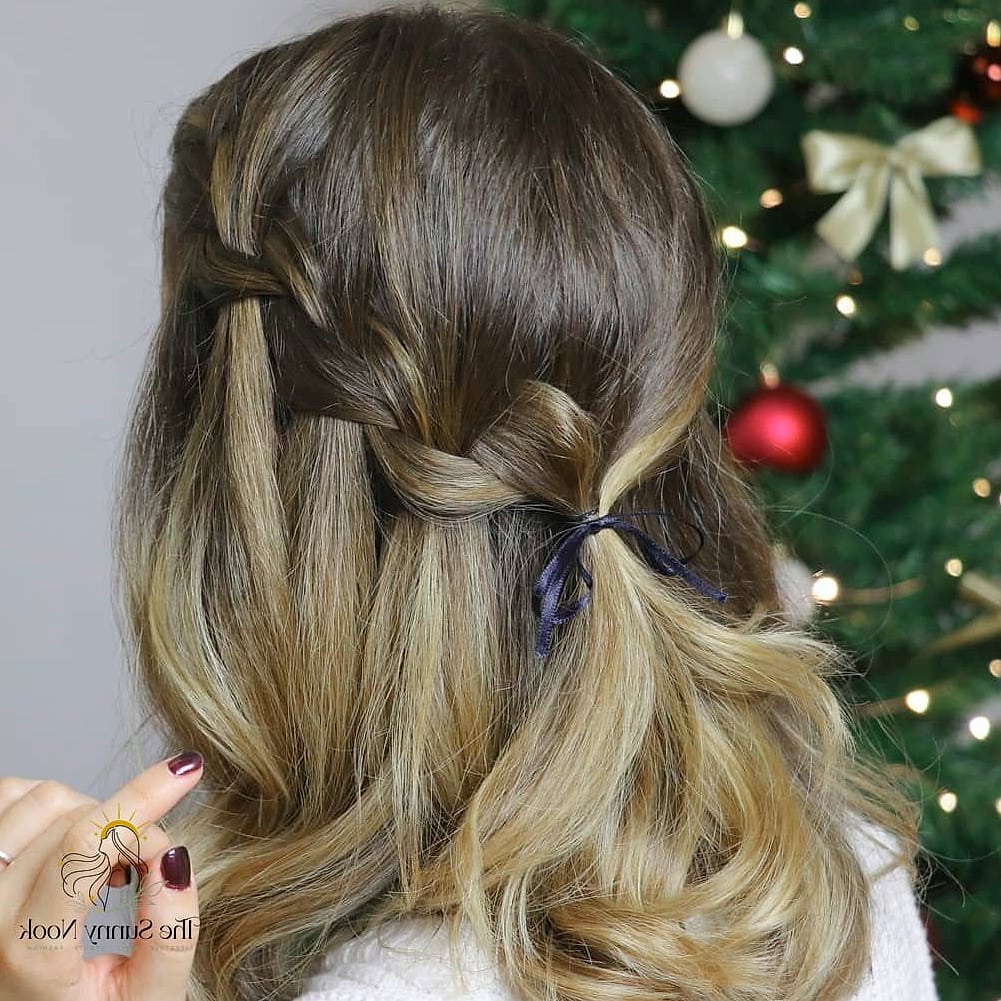 23 Cute Christmas Hairstyles That Are Actually Easy to DIY 8 Twisted Half-Up with Gold Clips