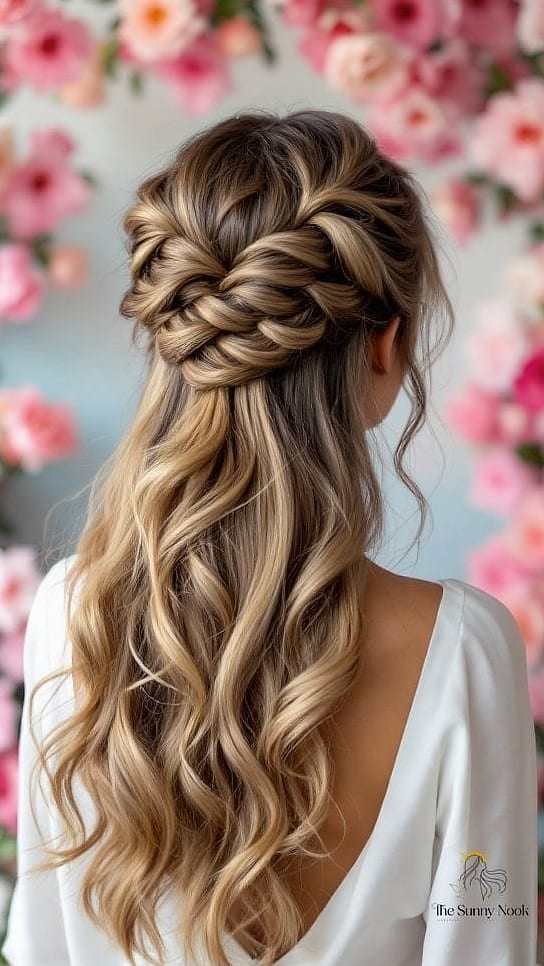 11 Short Hair Festival Hairstyles for When You Need a Fresh Change 7 Twisted Half-Up with Flowers