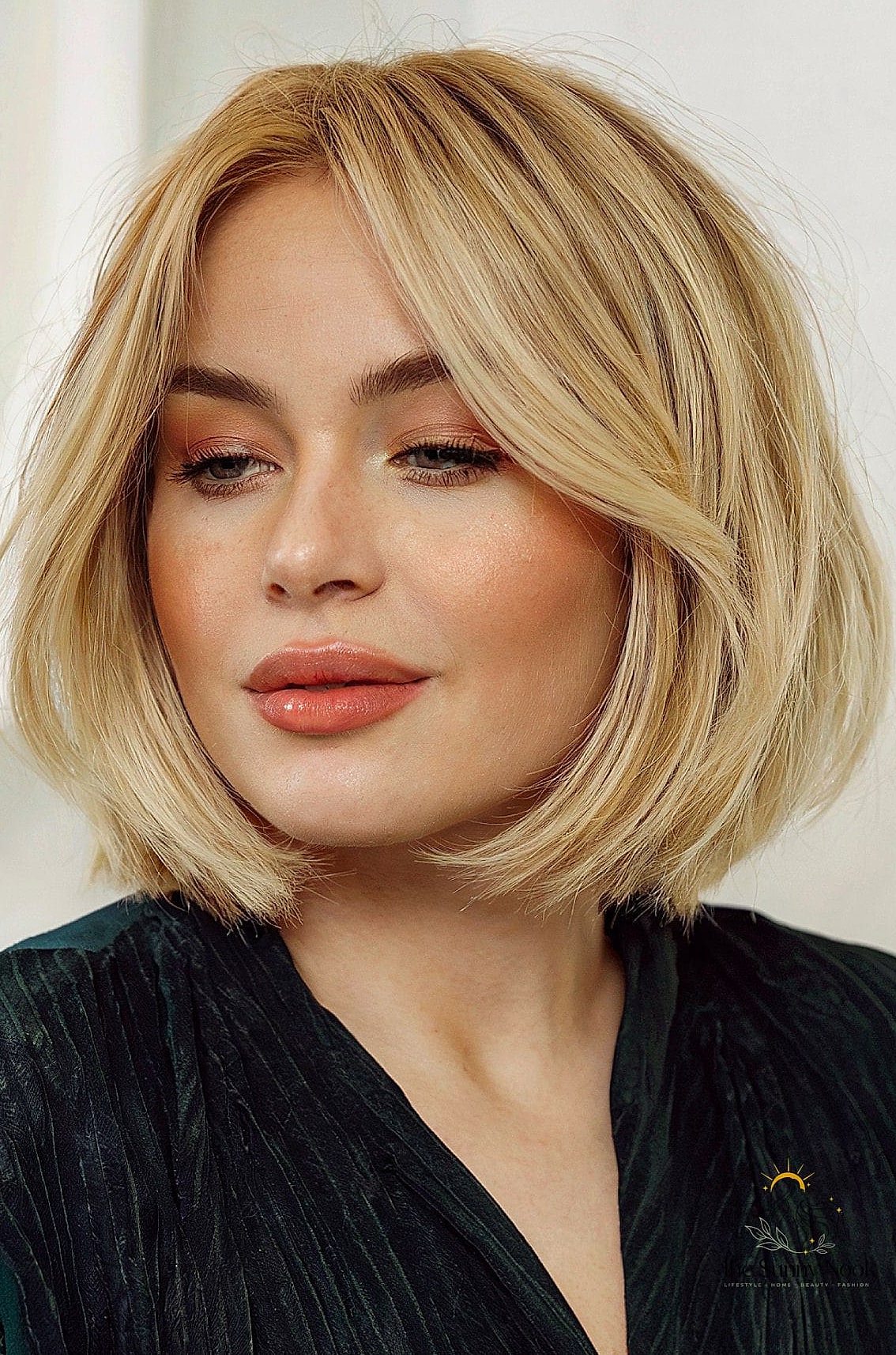 Voluminous Bob With Curtain Bangs