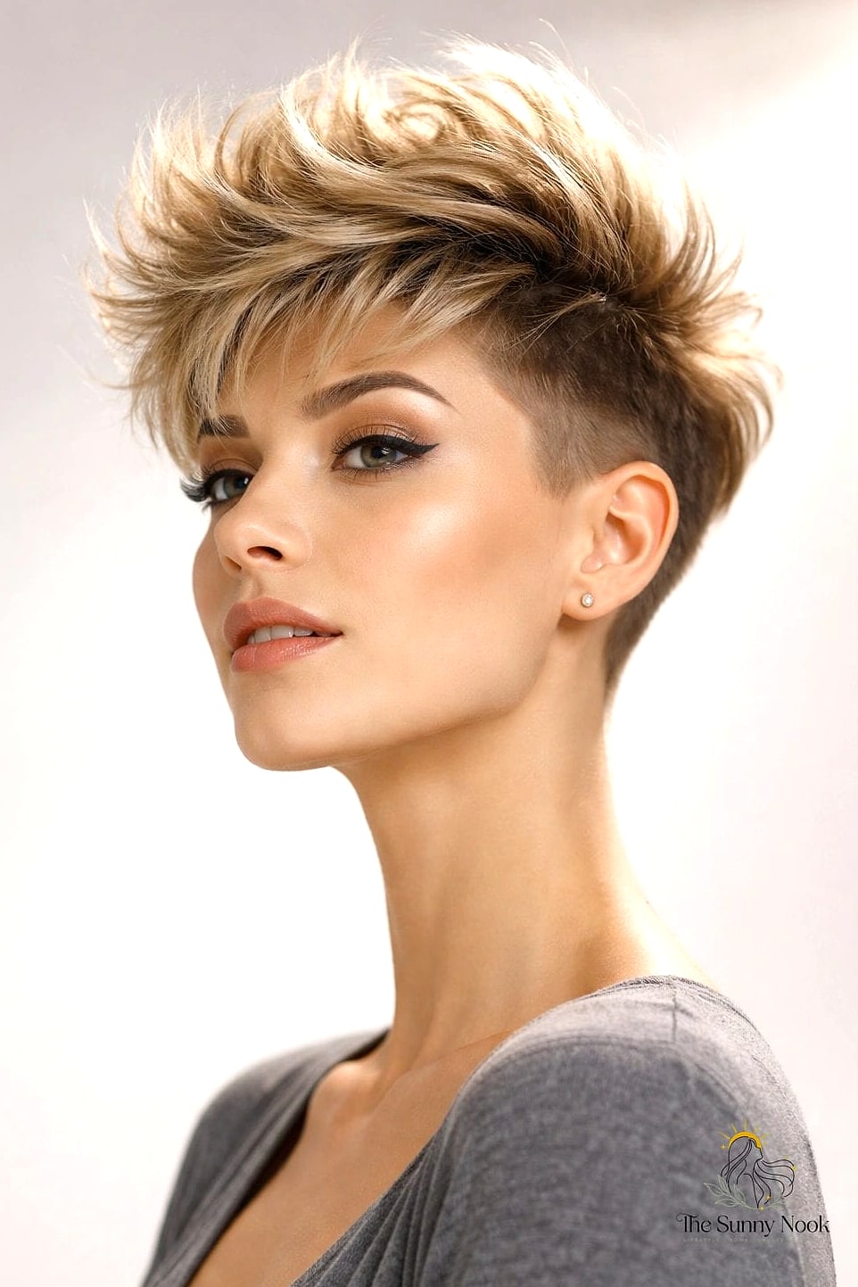Voluminous crown pixie
