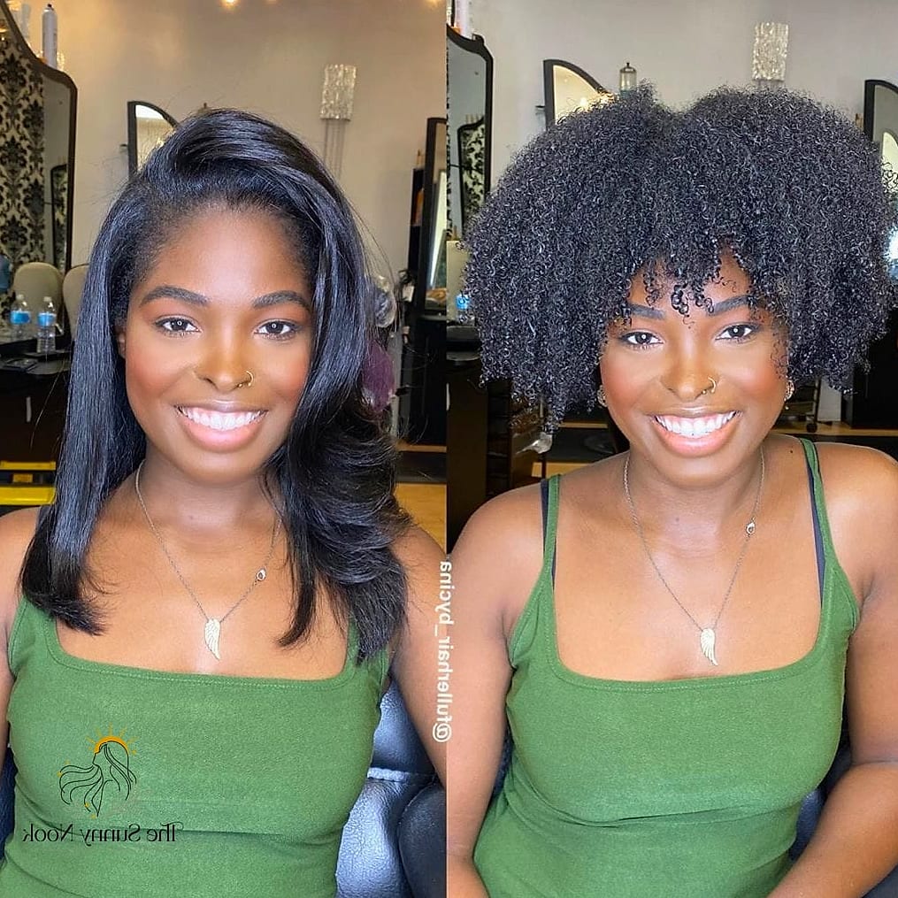 27 Easy Hairstyles Black Women Perfect for Your Next Salon Appointment 4 Voluminous Silk Press with Curtain Bangs