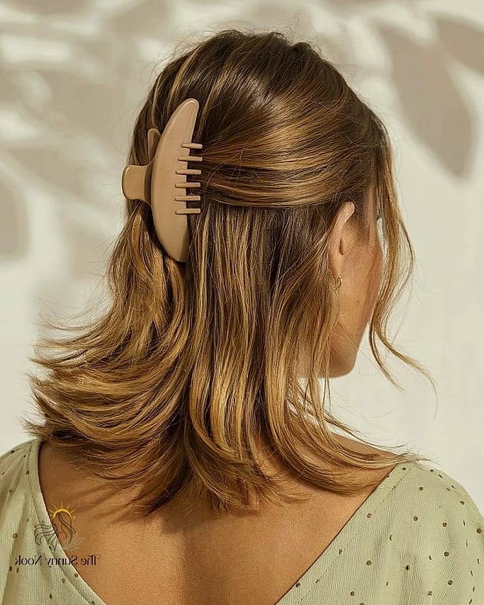 Wavy Crop Claw Clip Style for Short Hair