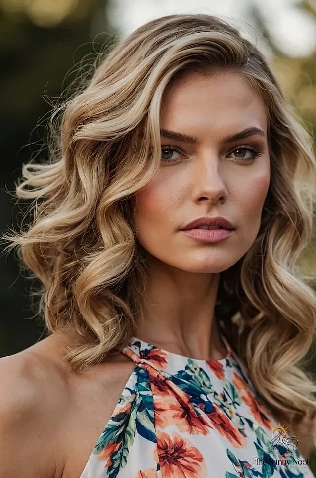 Wavy Lob With Side Part