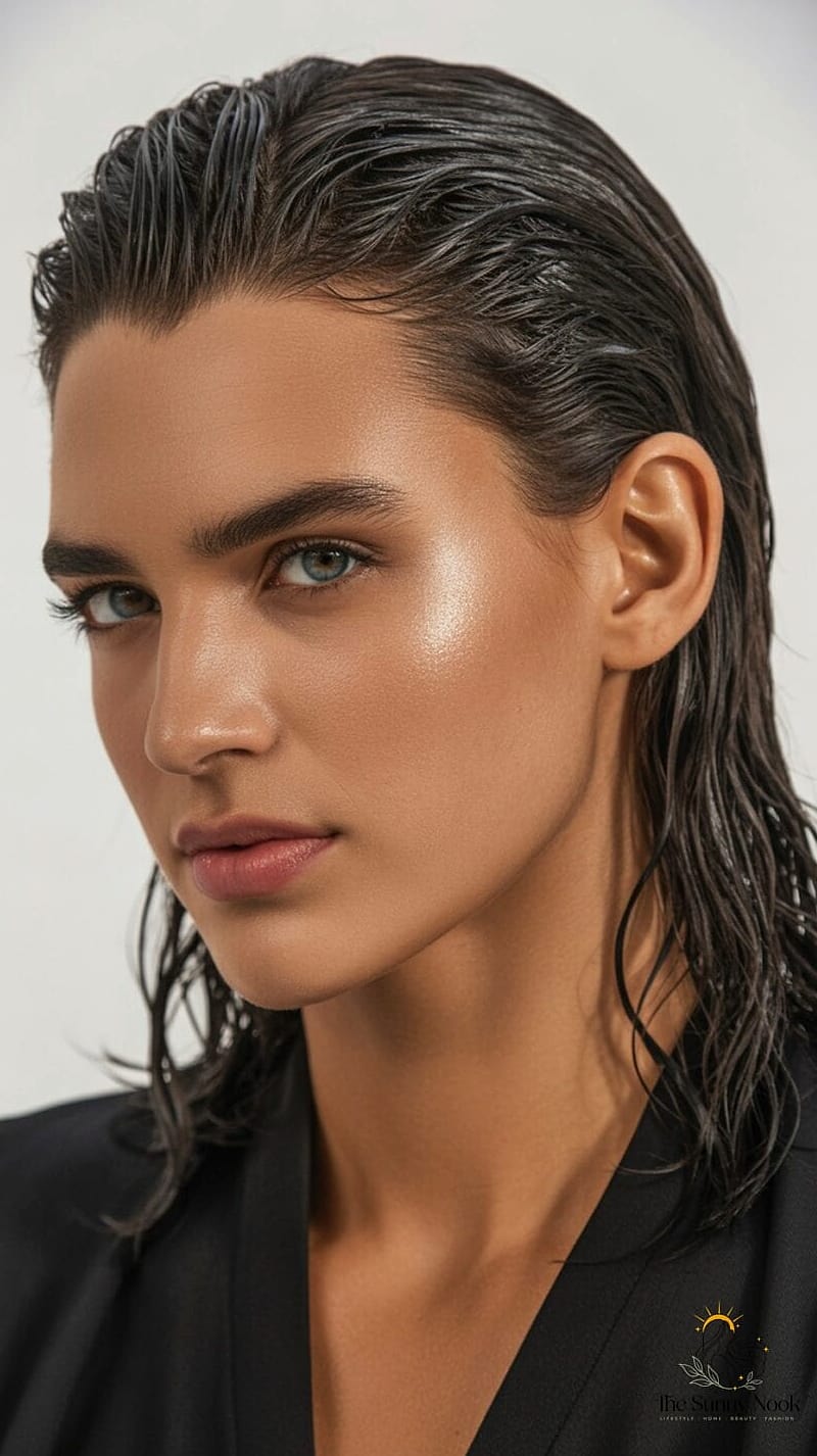 16 Professional Hairstyles For Work That Prove This Trend Is Here to Stay 13 The Wet-Look Slick Back