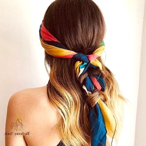 22 Scarf Hairstyles Short Hair to Save Before They Blow Up 13 Wire Scarf Bow Twist